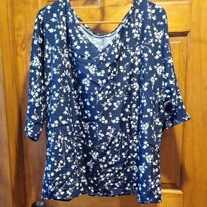 Navy Floral Women's Blouse